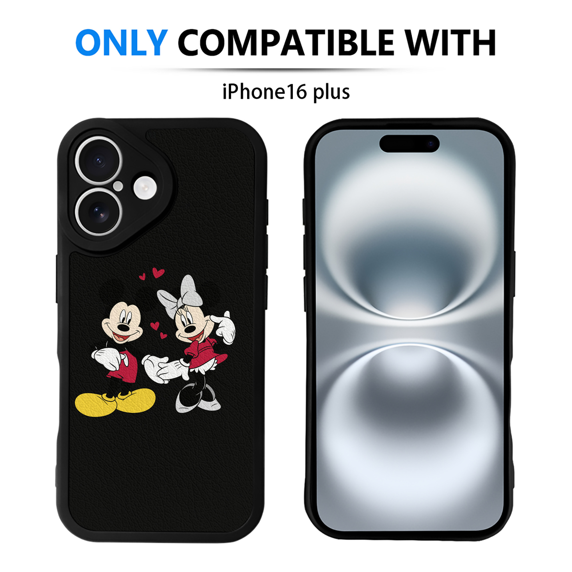 （画像用） ミッキーマウス Mickey Mouse 【iPhone 16シリーズ対応】シリコンスマホケース（レザー調） 材質：シリコン